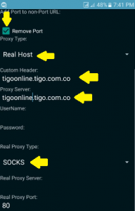 Trick para Psiphon conexión Tigo